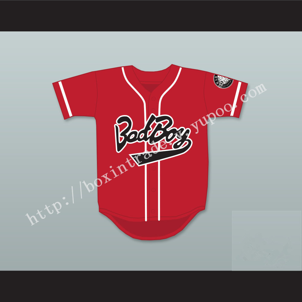 Biggie Smalls 10 Bad Boy Red Baseball Jersey with 20 Years Patch