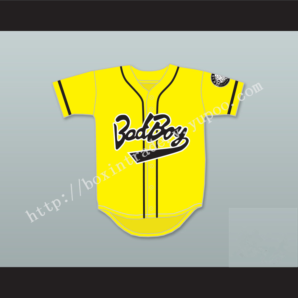 Biggie Smalls 10 Bad Boy Yellow Baseball Jersey with 20 Years Patch