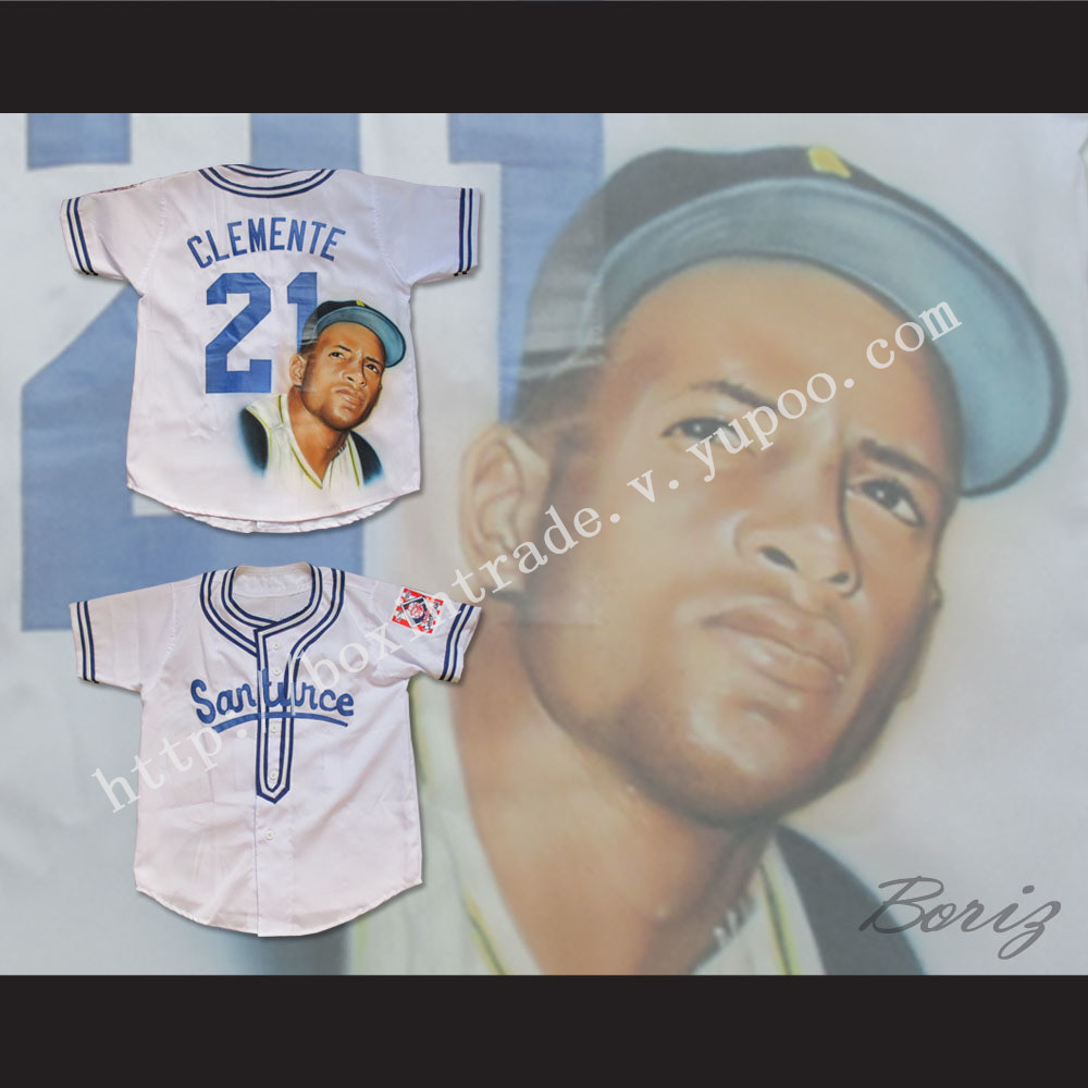 Roberto Clemente 21 Cangrejeros de Santurce Airbrush Portrait Baseball Jersey