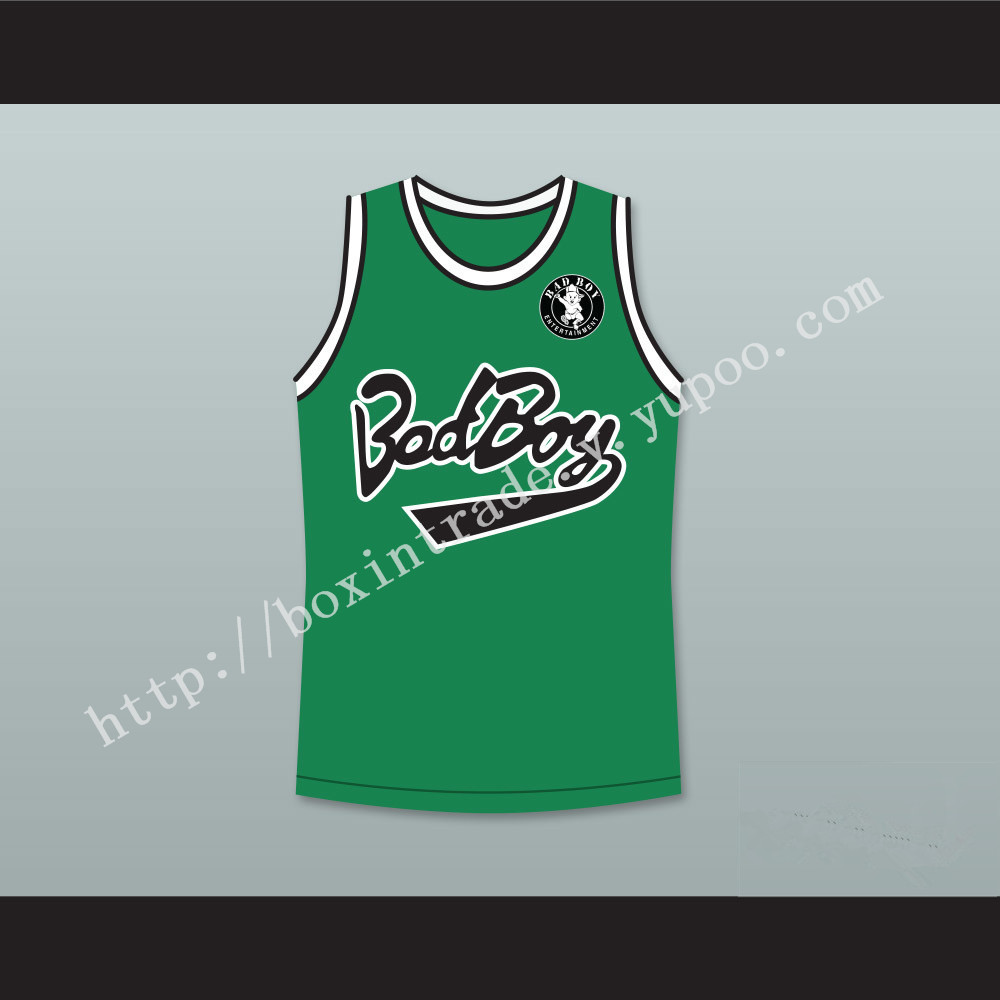 Biggie Smalls 10 Bad Boy Green Basketball Jersey with Patch