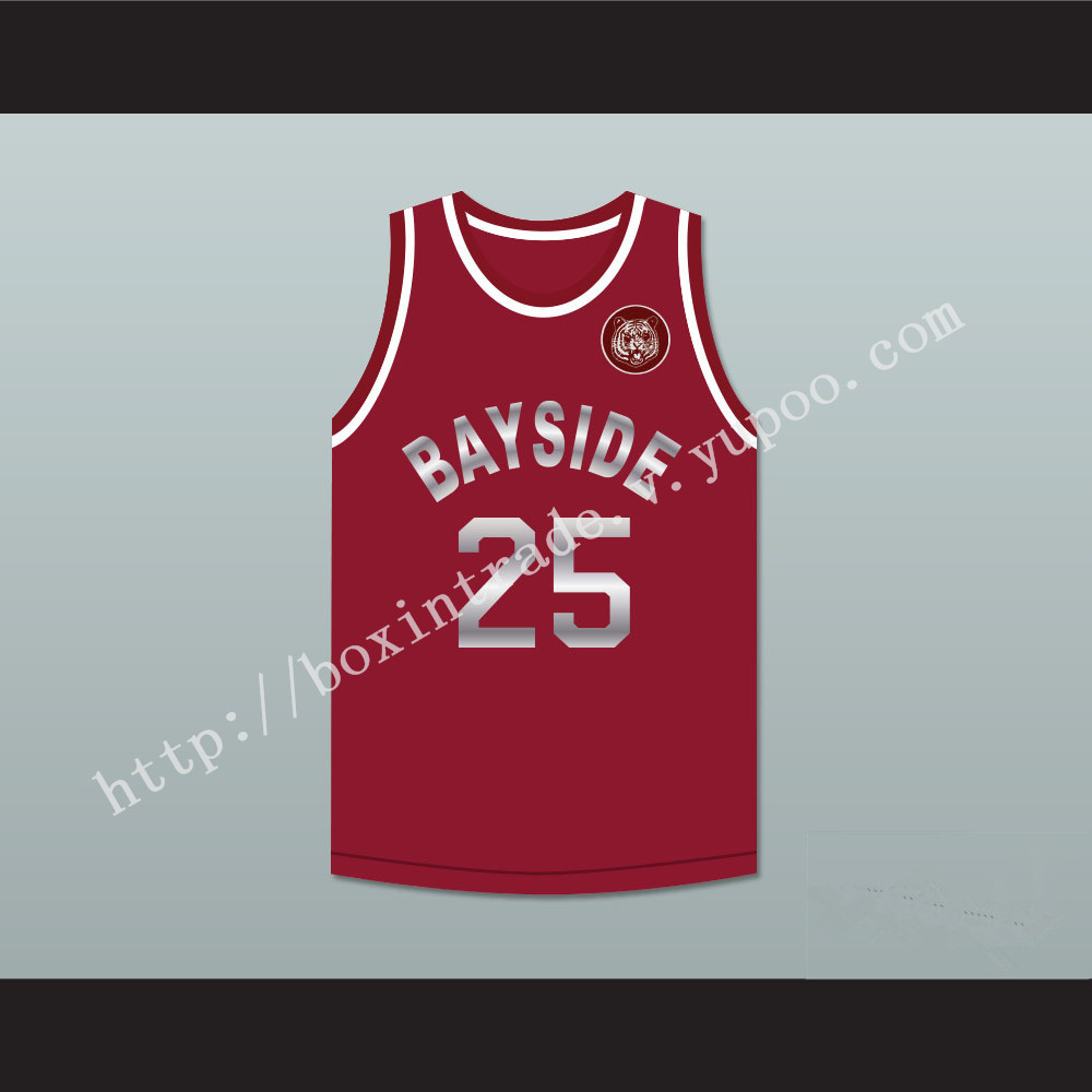 Saved By The Bell Zack Morris 25 Bayside Tigers Maroon Basketball Jersey Includes Tiger Patch