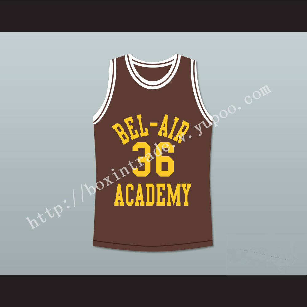 The Fresh Prince of Bel-Air Jazzy Jeff 36 Jazz Bel-Air Academy Brown Basketball Jersey