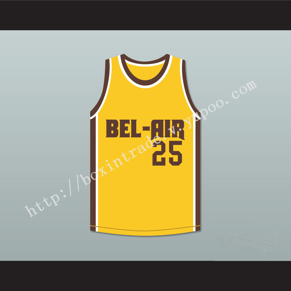 Carlton Banks 25 Bel-Air Academy Yellow Basketball Jersey Remix