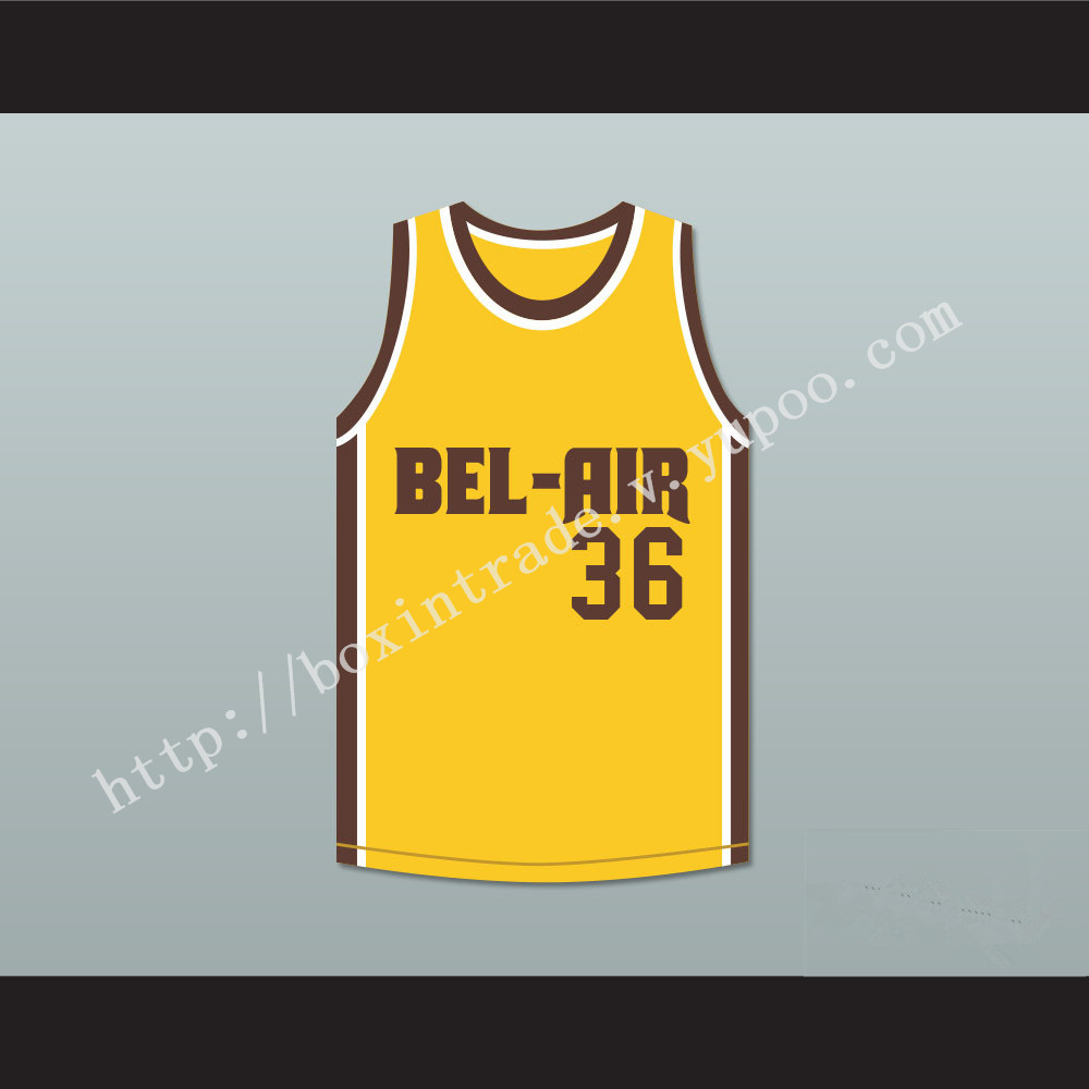 Jazzy Jeff 36 Bel-Air Academy Yellow Basketball Jersey Remix