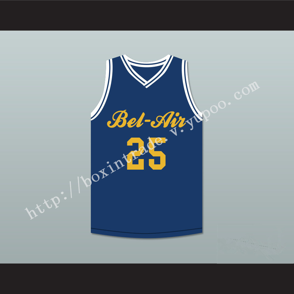 Carlton Banks 25 Bel-Air Academy Blue Basketball Jersey Deluxe