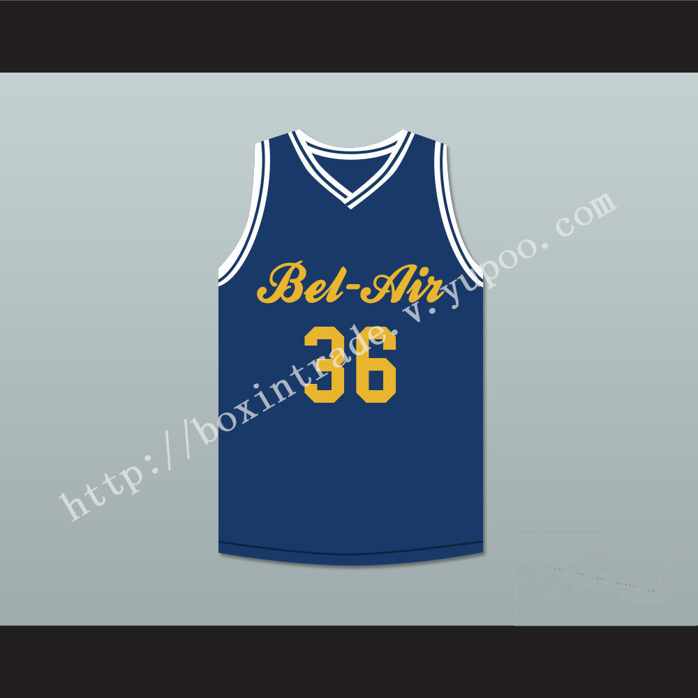 Jazzy Jeff 36 Bel-Air Academy Blue Basketball Jersey Deluxe