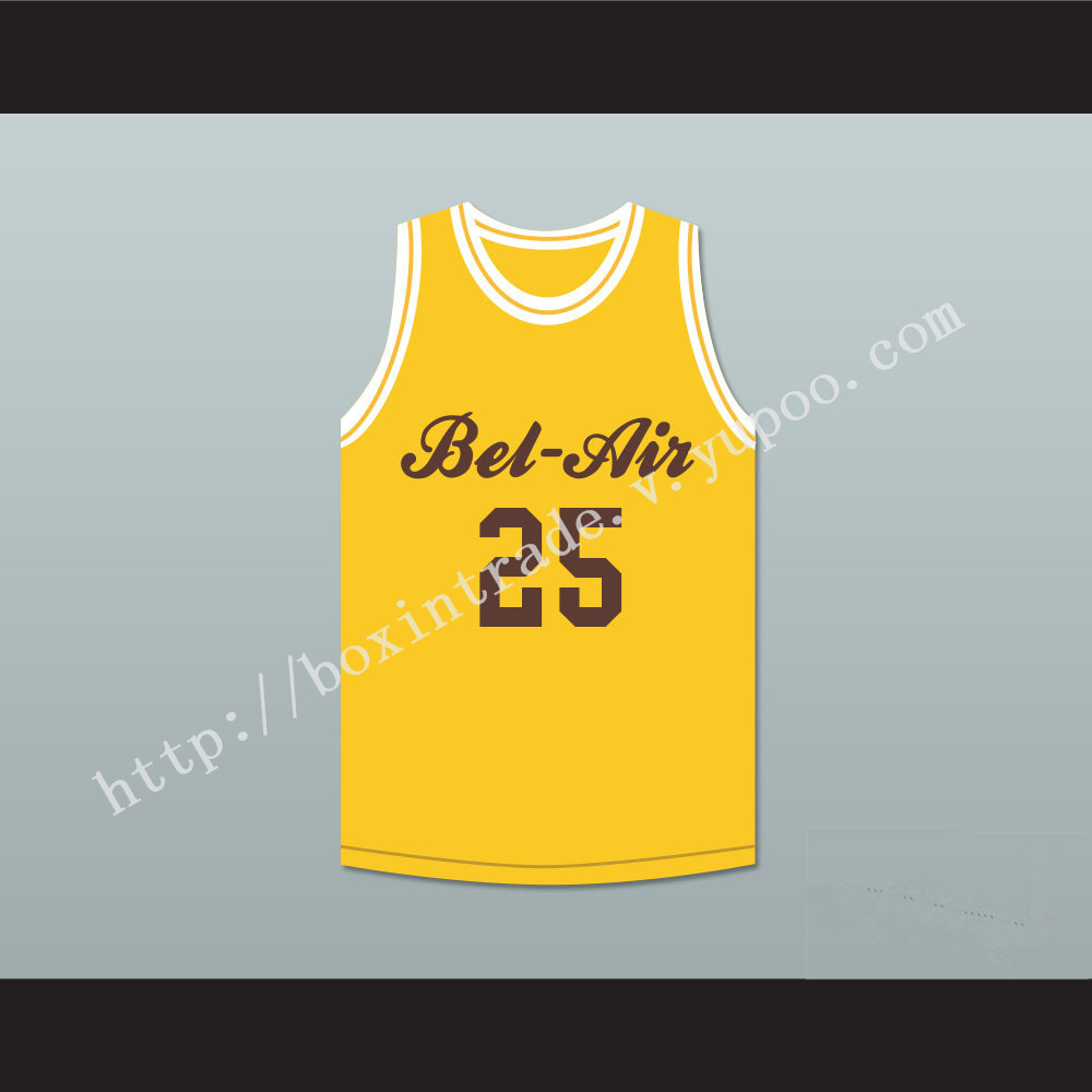 Carlton Banks 25 Bel-Air Academy Yellow Basketball Jersey Deluxe