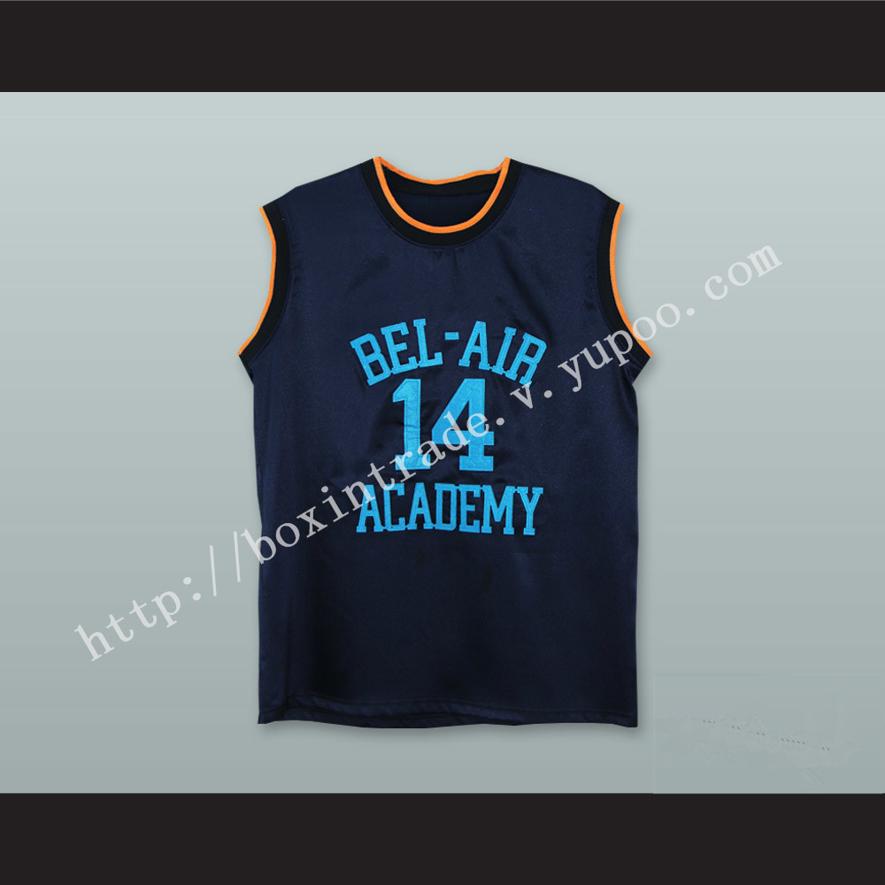 The Fresh Prince of Bel-Air Will Smith Bel-Air Academy Dark Blue Silk Basketball Jersey