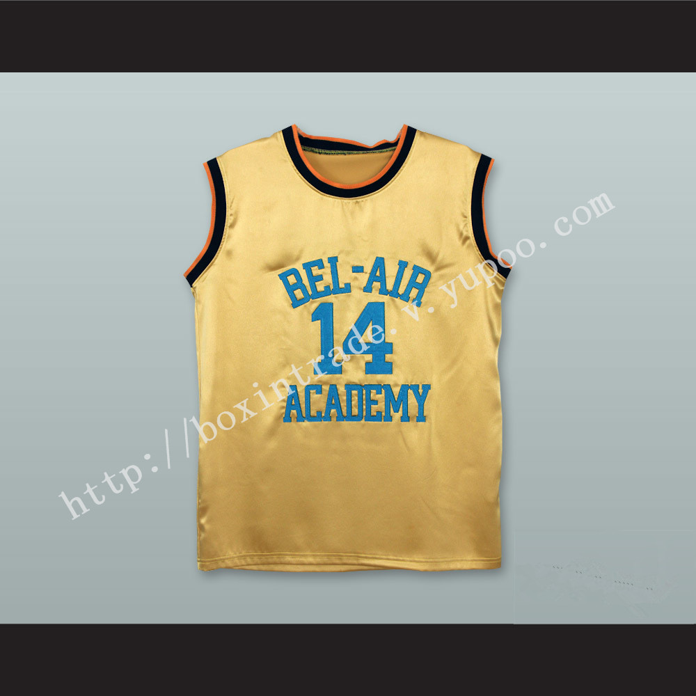 The Fresh Prince of Bel-Air Will Smith Bel-Air Academy Gold Silk Basketball Jersey