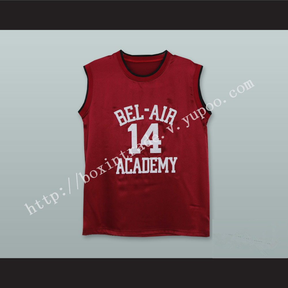 The Fresh Prince of Bel-Air Will Smith Bel-Air Academy Maroon Silk Basketball Jersey