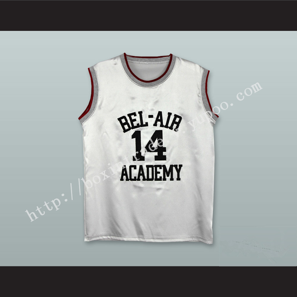 The Fresh Prince of Bel-Air Will Smith Bel-Air Academy White Silk Basketball Jersey 2