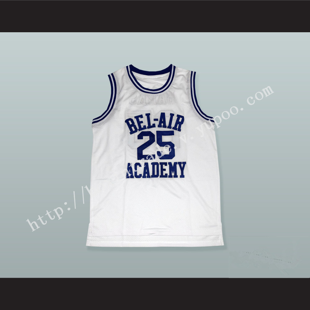 Carlton Banks 25 Bel-Air Academy White Basketball Jersey