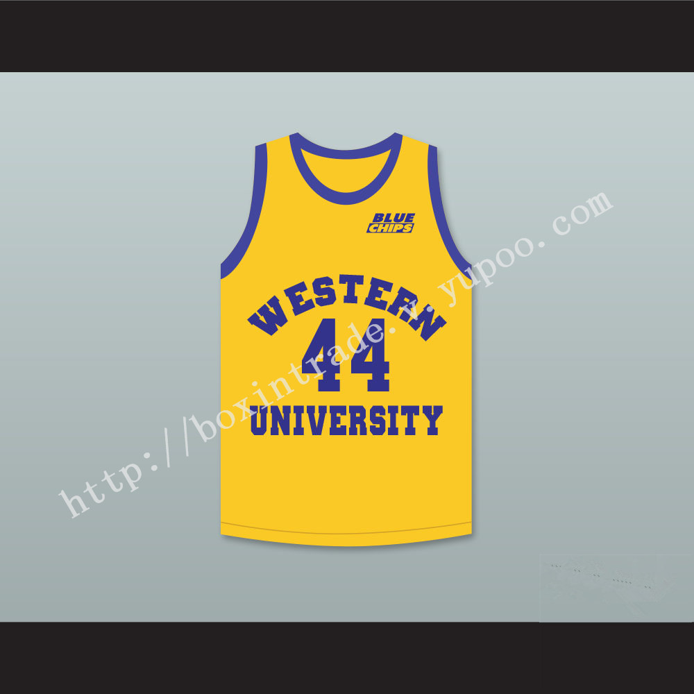 Anthony C Hall Tony the Point Shaver 44 Western University Yellow Basketball Jersey with Blue Chips Patch