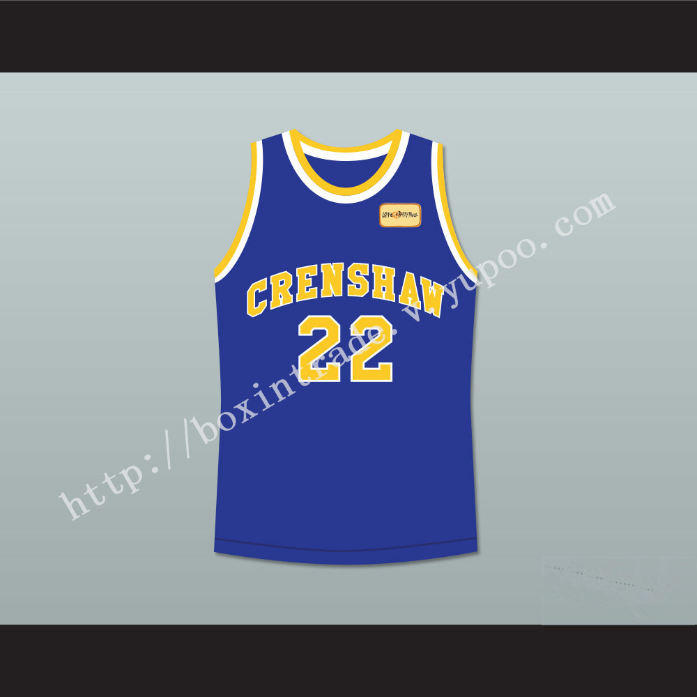 Quincy McCall 22 Crenshaw High School Blue Basketball Jersey with Love and Basketball Patch