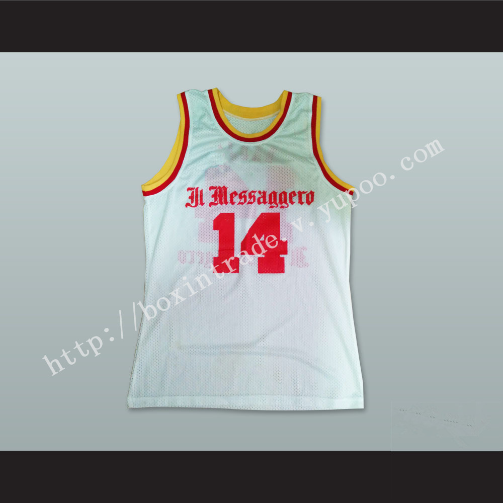 Dino Radja 14 Messaggero Roma White Basketball Jersey