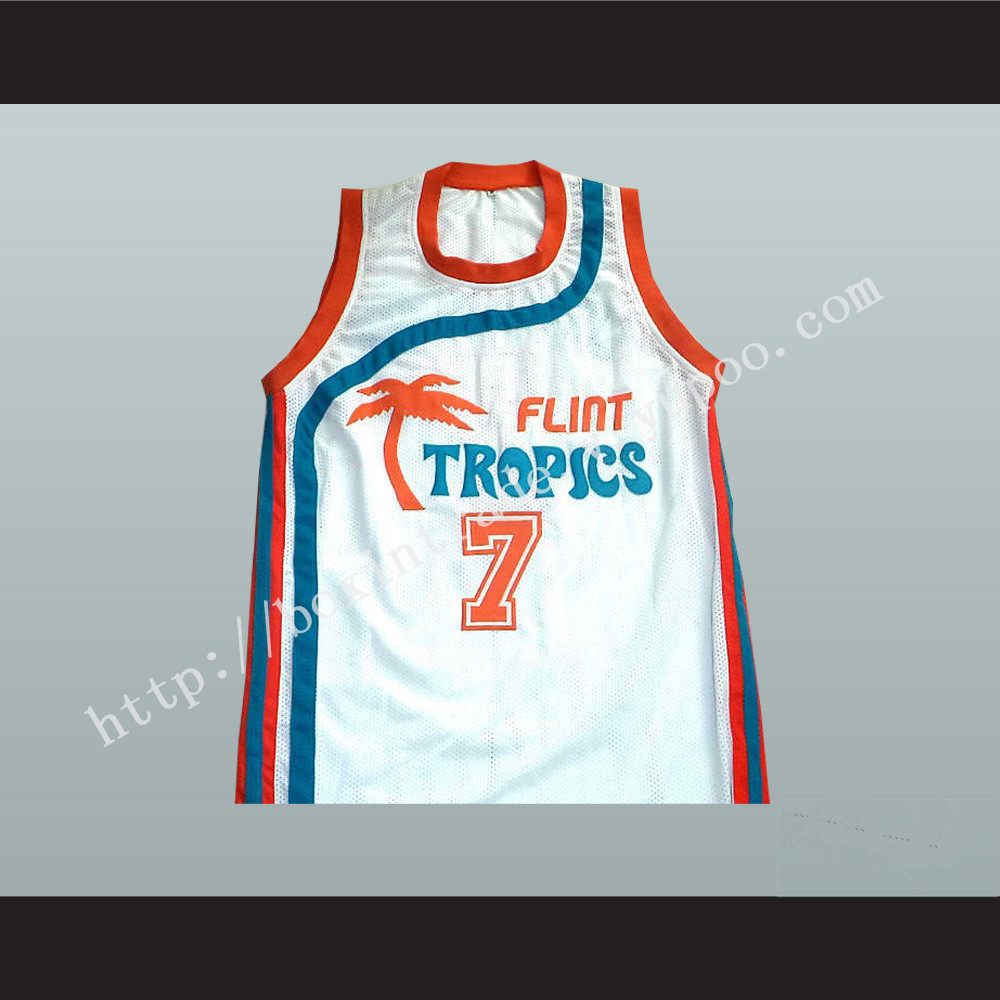 Flint Tropics 7 Coffee Black Basketball Jersey Semi Pro Team New