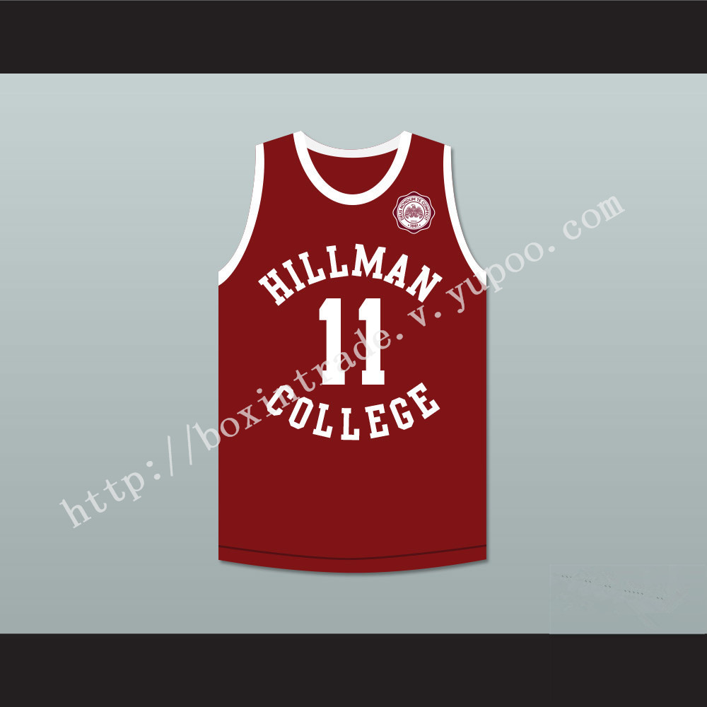 Coach Walter Oakes 11 Hillman College Maroon Basketball Jersey with Eagle Patch