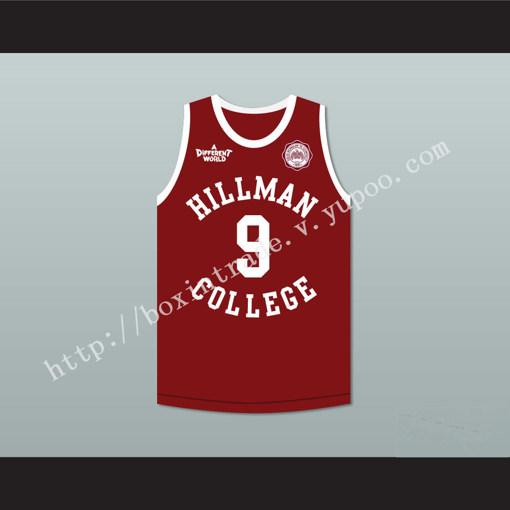 Dwayne Wayne 9 Hillman College Maroon Basketball Jersey with Eagle Patch A Different World