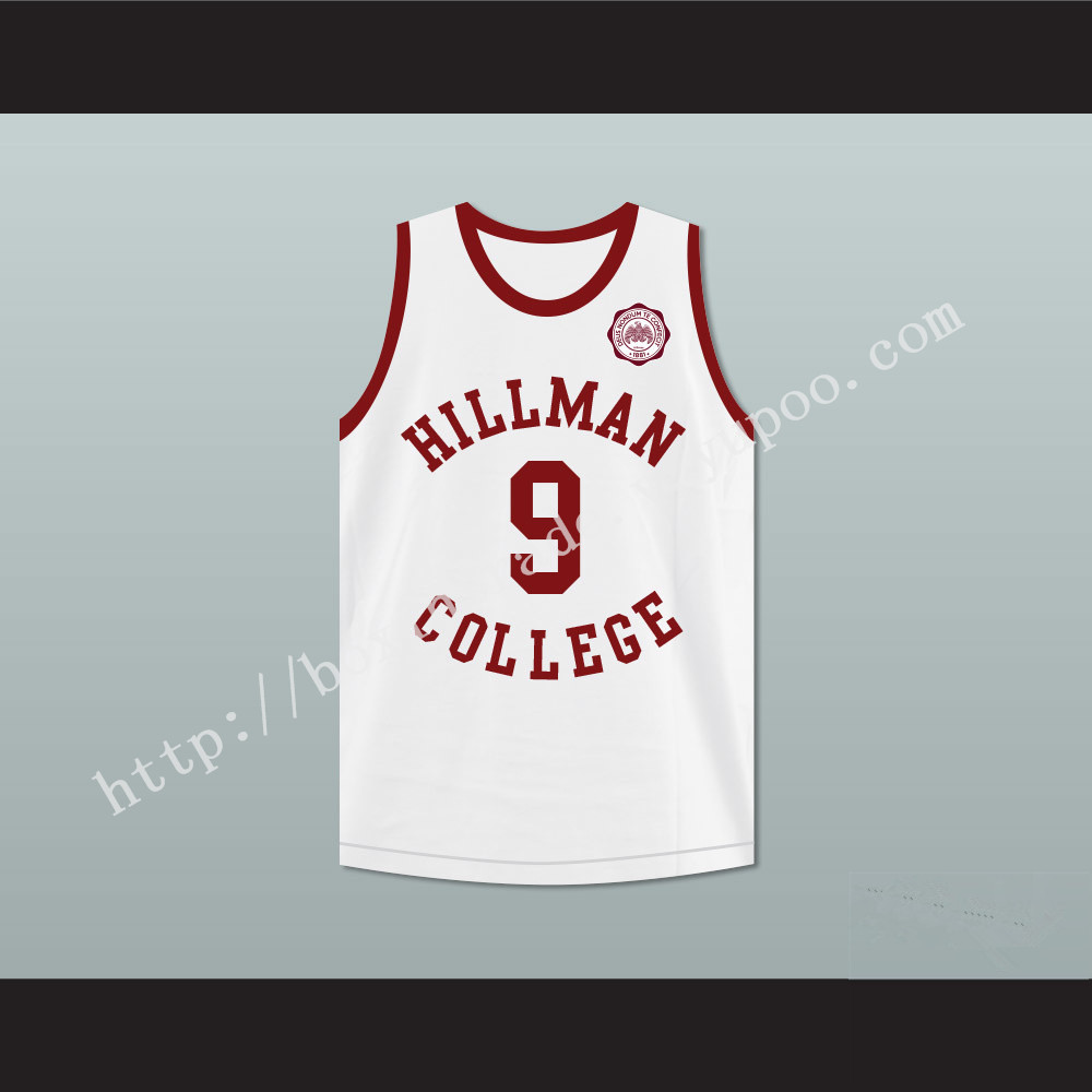 Dwayne Wayne 9 Hillman College White Basketball Jersey with Eagle Patch