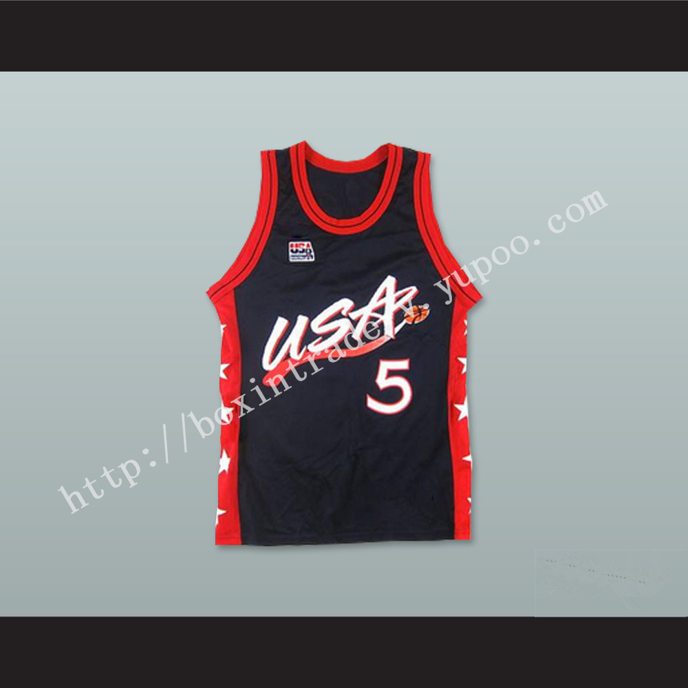 1996 Grant Hill 5 USA Team Away Basketball Jersey