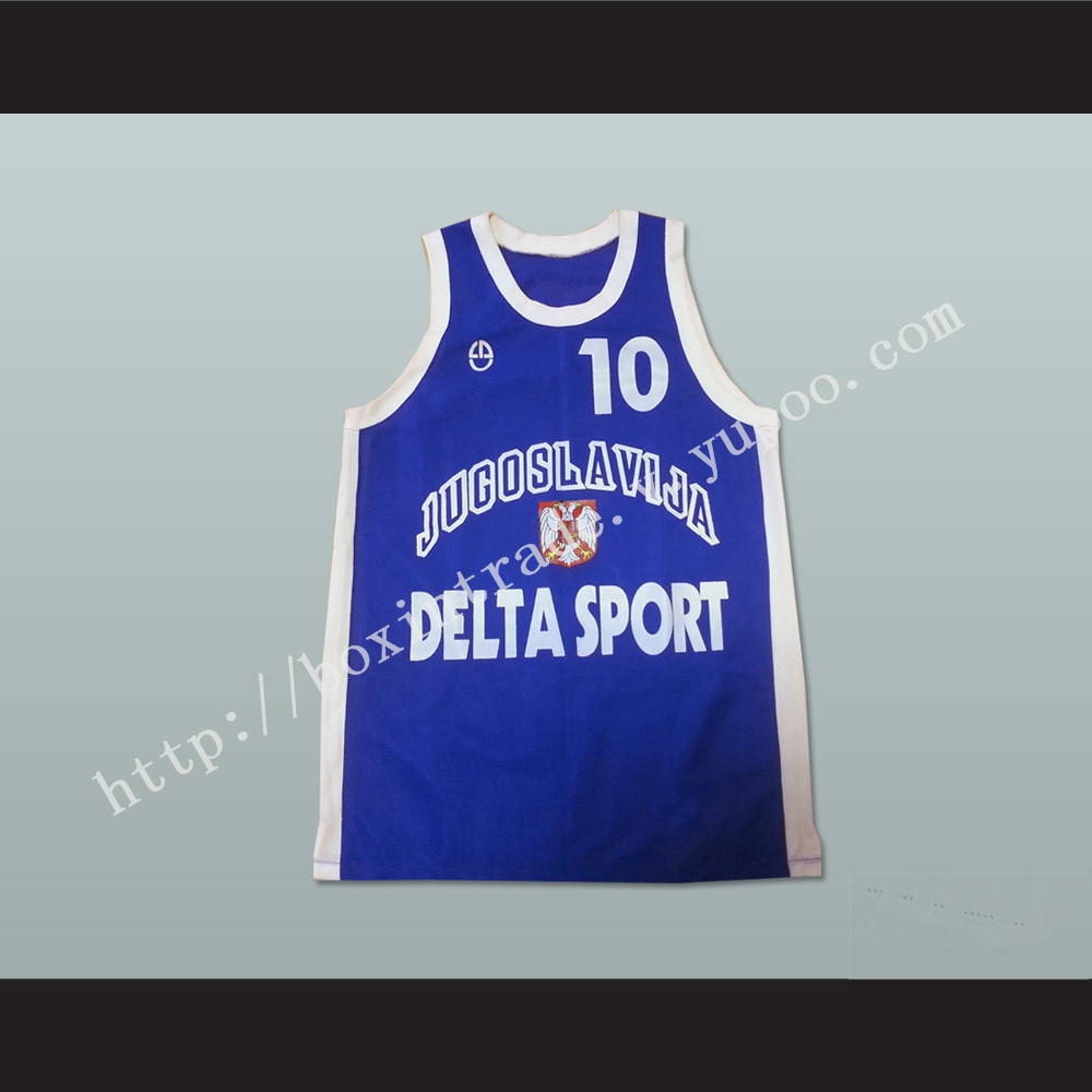 Aleksandar Djordjevic 10 Yugoslavia Basketball Jersey Blue Stitch Sewn