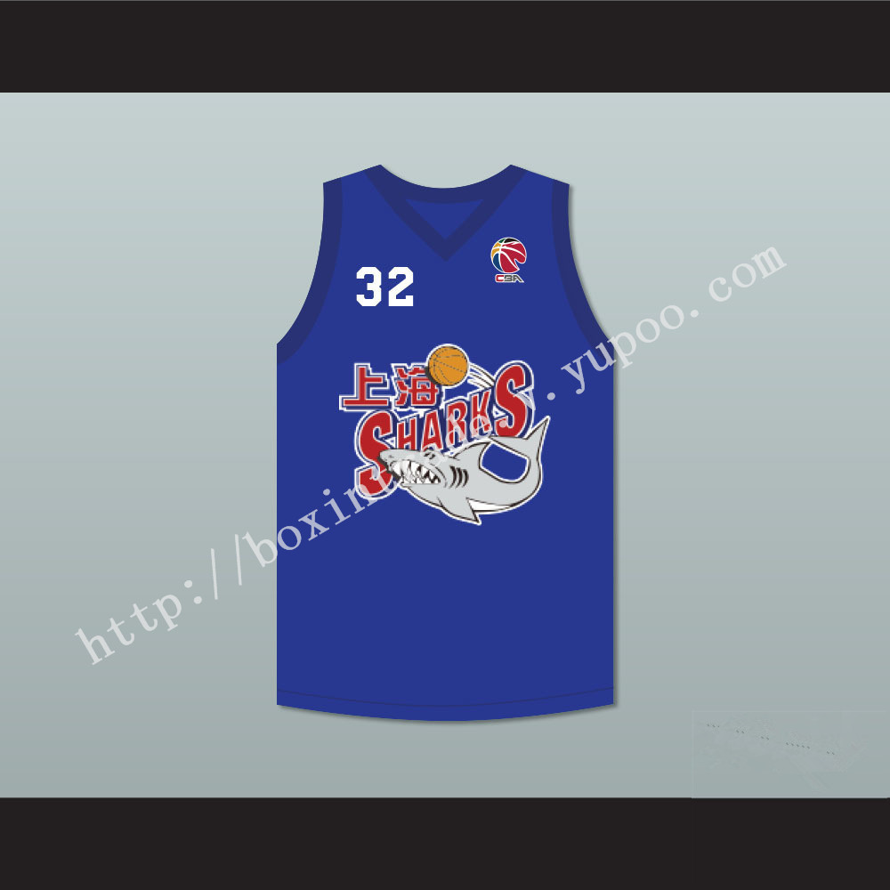 Jimmer Fredette 32 Shanghai Sharks Blue Basketball Jersey with CBA Patch