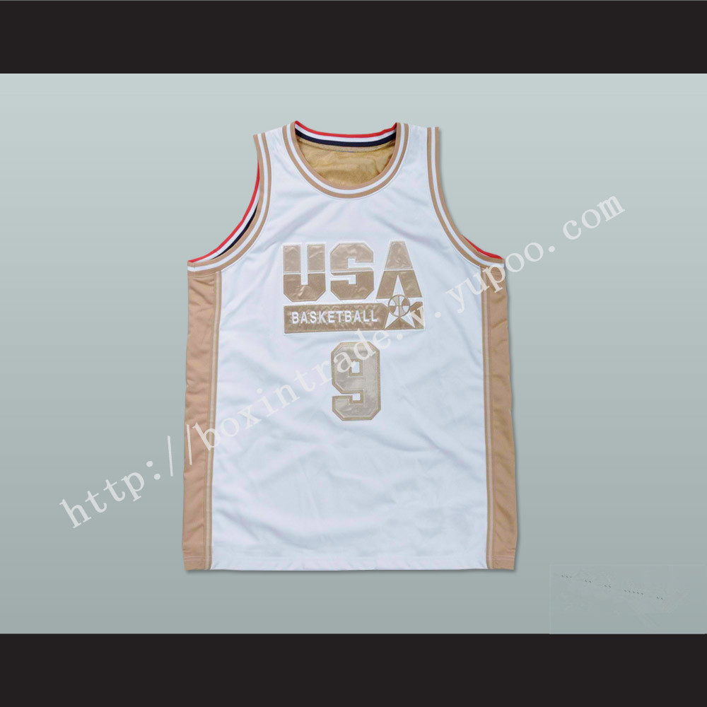 Michael Jordan USA White and Gold Basketball Jersey