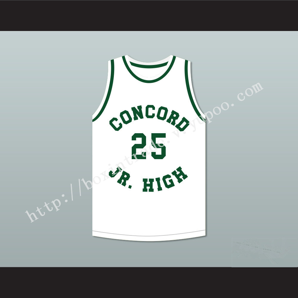 Shawn Kemp 25 Concord Junior High School White Basketball Jersey