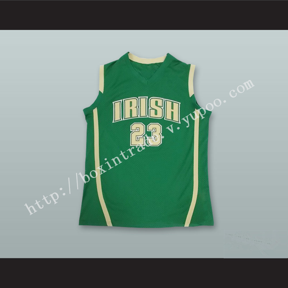 Lebron James Fighting Irish High School Green Basketball Jersey Stitch Sewn