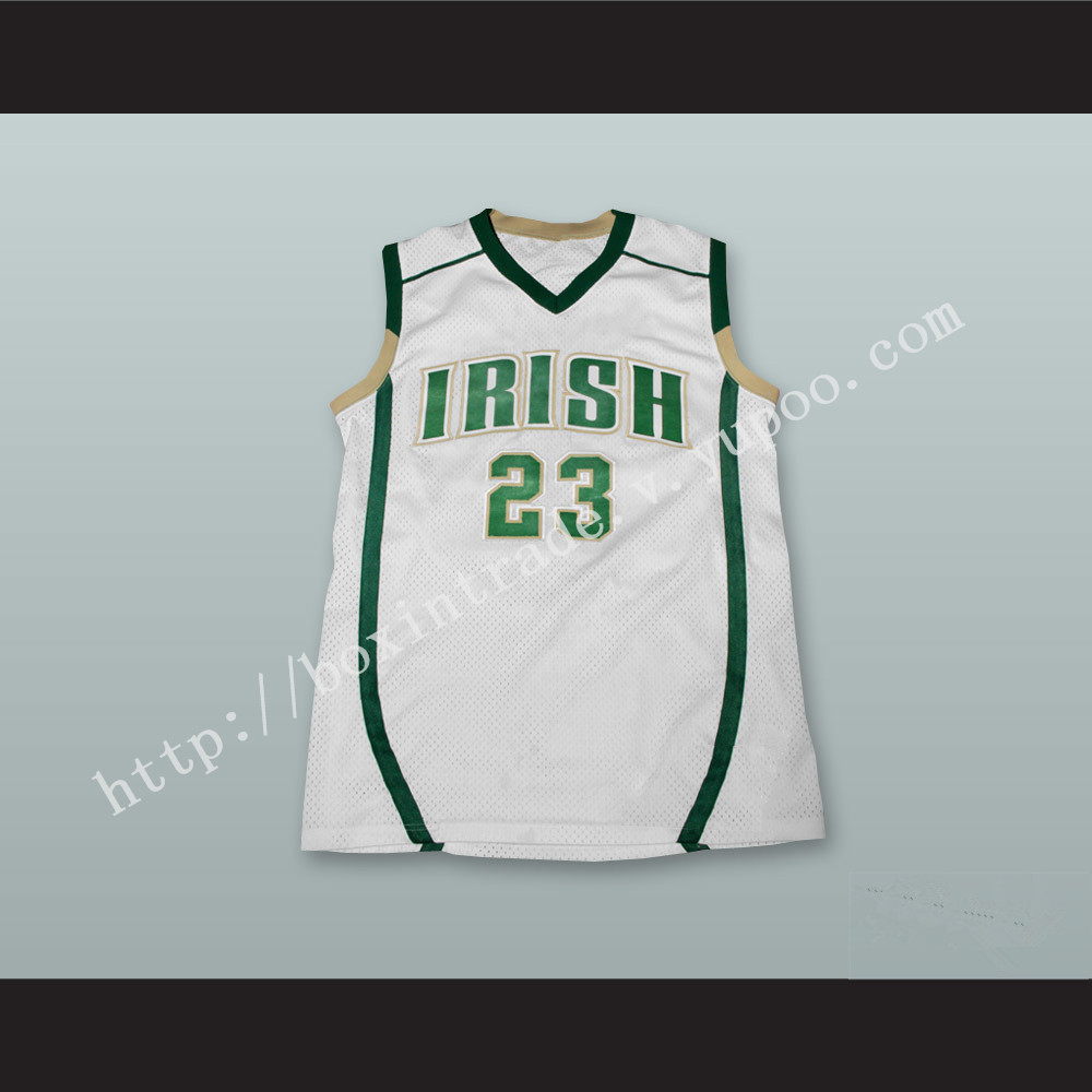 Lebron James Fighting Irish High School White Basketball Jersey Stitch Sewn