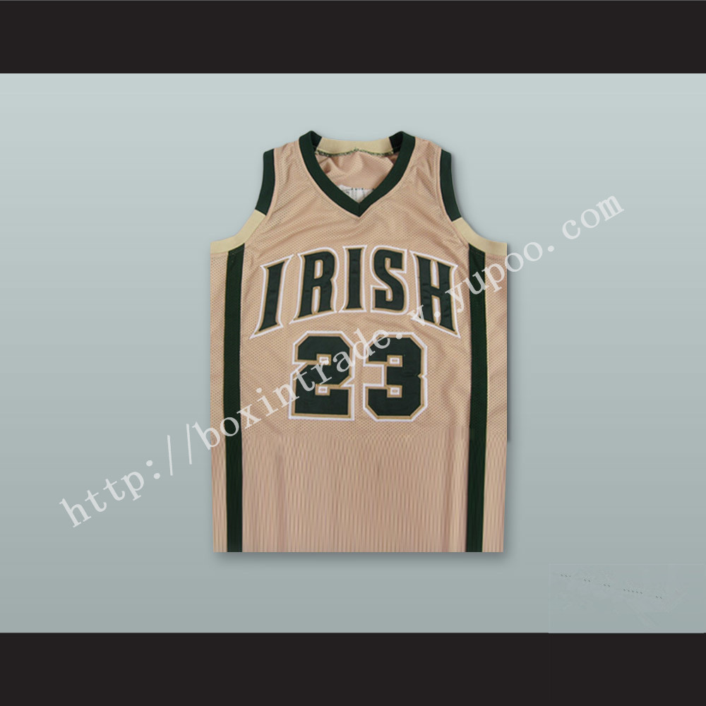 Lebron James Fighting Irish High School Tan Basketball Jersey Stitch Sewn