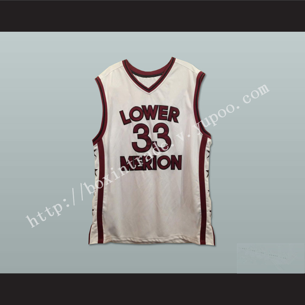 Kobe Bryant Lower Merion High School Basketball Jersey White Side Stars