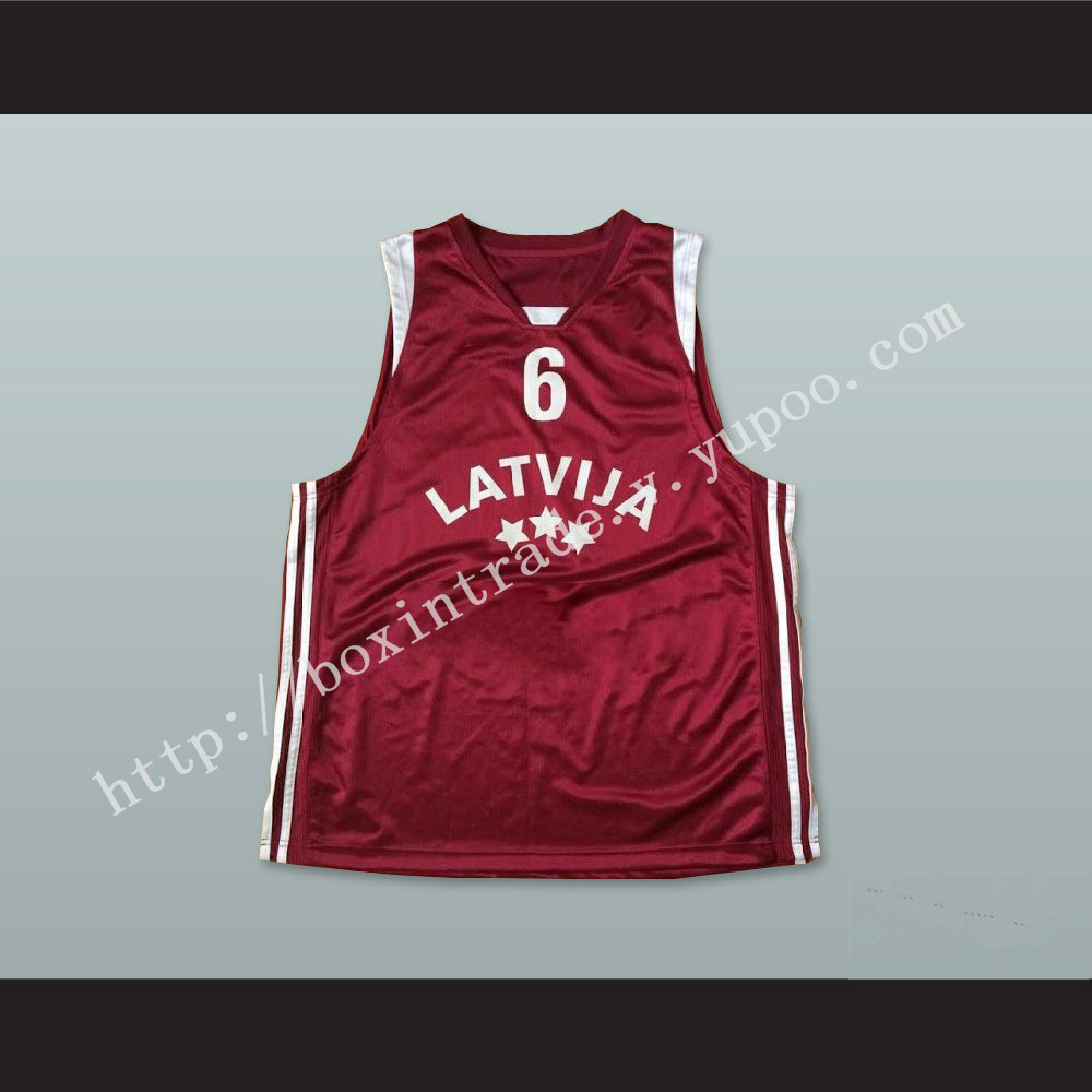 Latvija 6 National Team Maroon Basketball Jersey