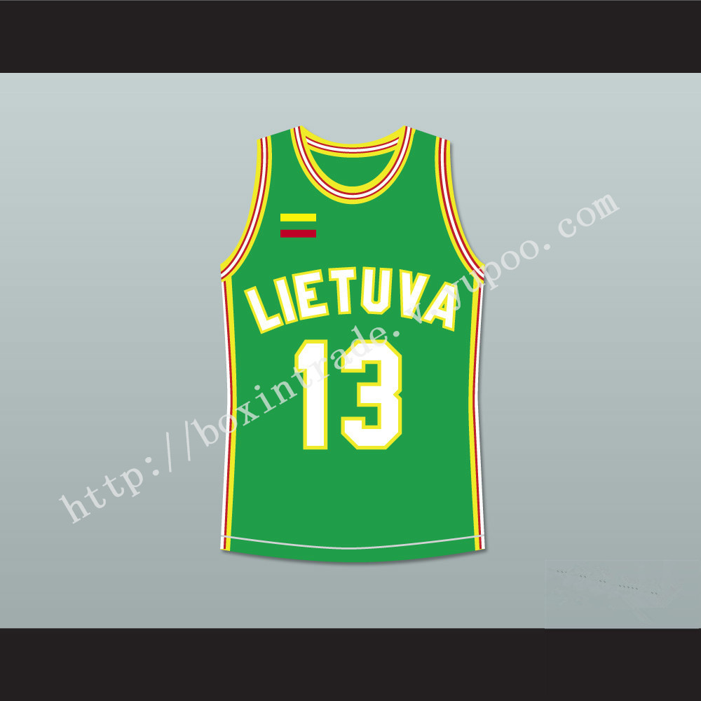 Sarunas Marciulionis 13 Lithuania Basketball Jersey Green