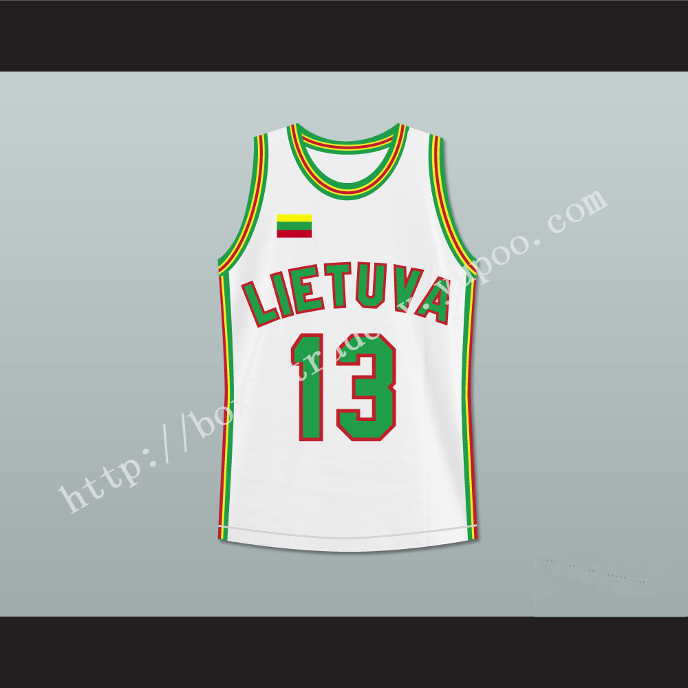 Sarunas Marciulionis 13 Lithuania Basketball Jersey White