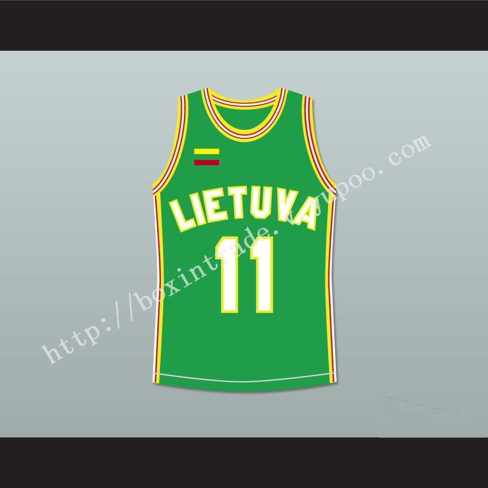 Arvydas Sabonis 11 Lithuania Basketball Jersey Green