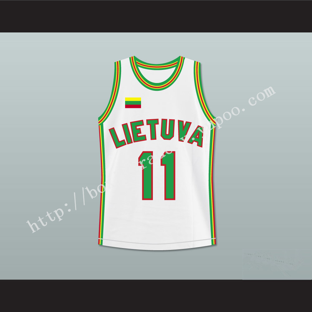 Arvydas Sabonis 11 Lithuania Basketball Jersey White