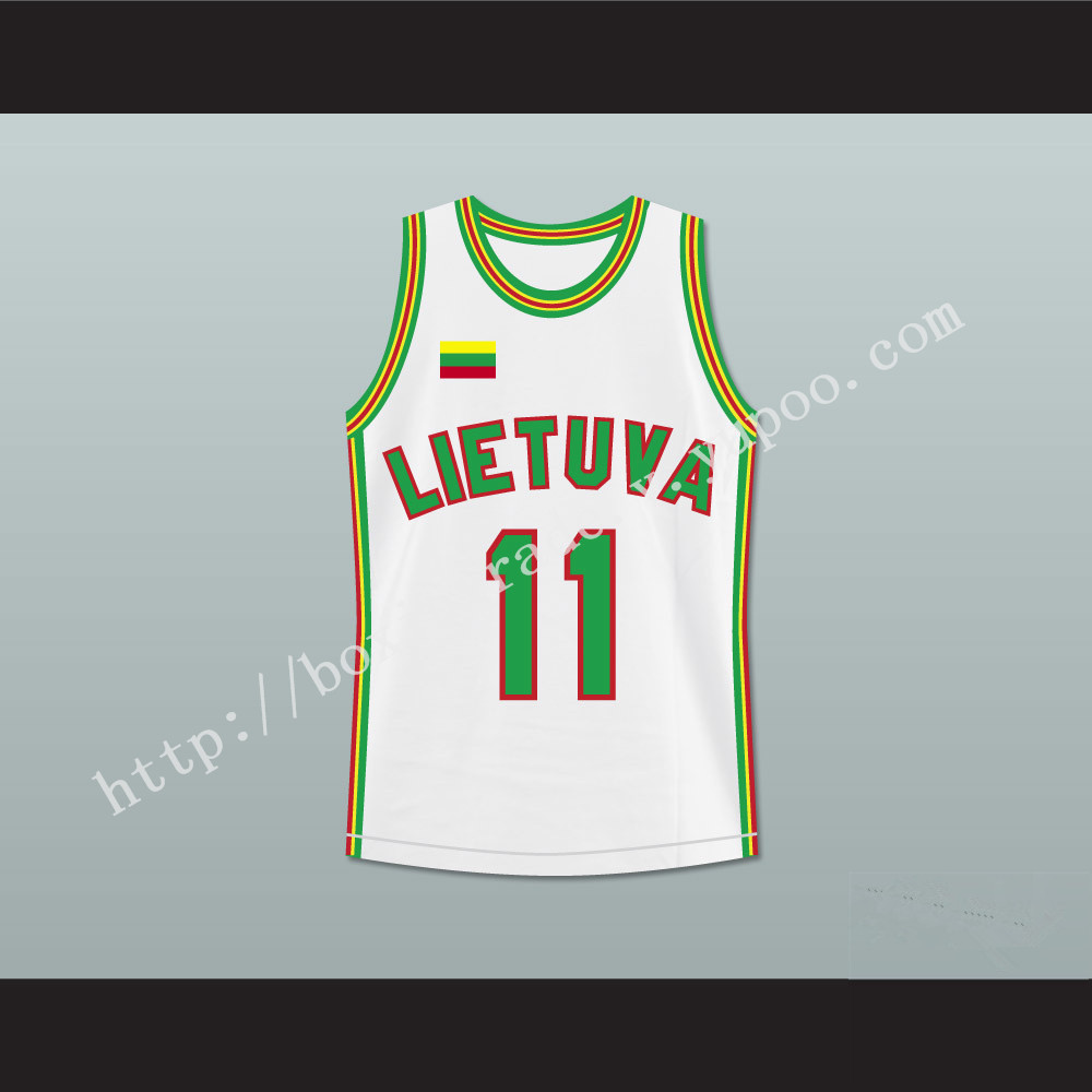 Arvydas Sabonis 11 Lithuania Basketball Jersey White Stitch Sewn