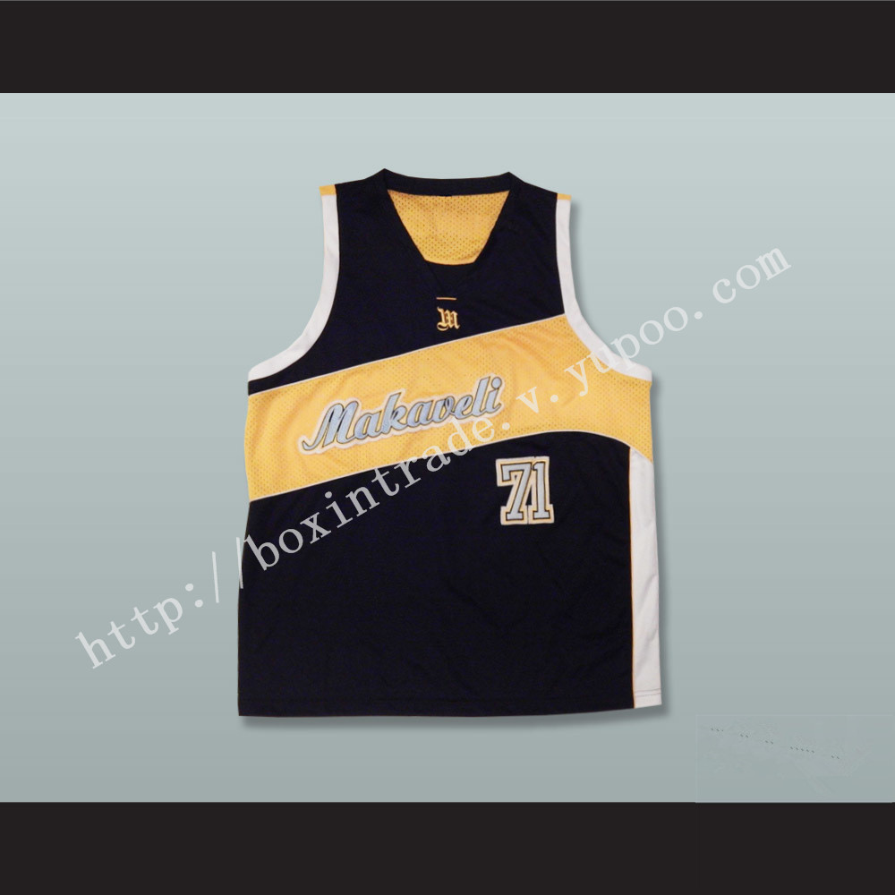 Tupac Shakur 71 Makaveli Black and Yellow Basketball Jersey