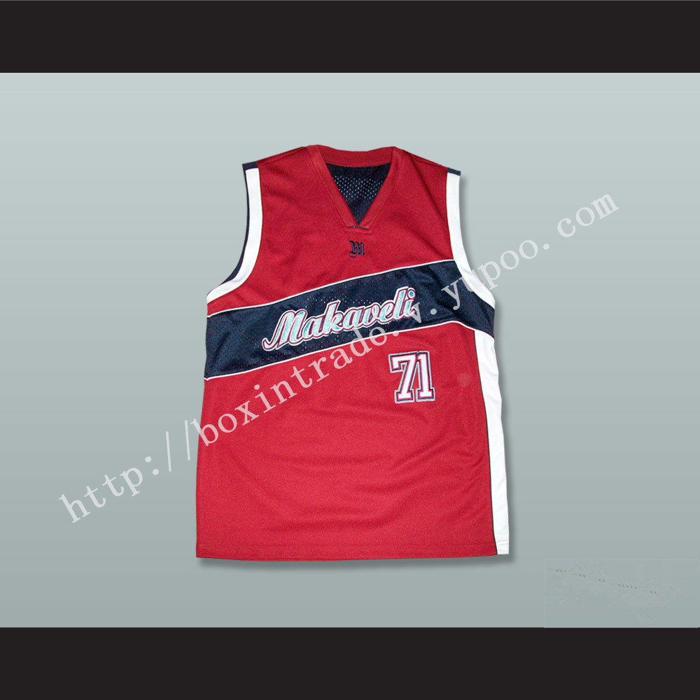 Tupac Shakur 71 Makaveli Red and Black Basketball Jersey