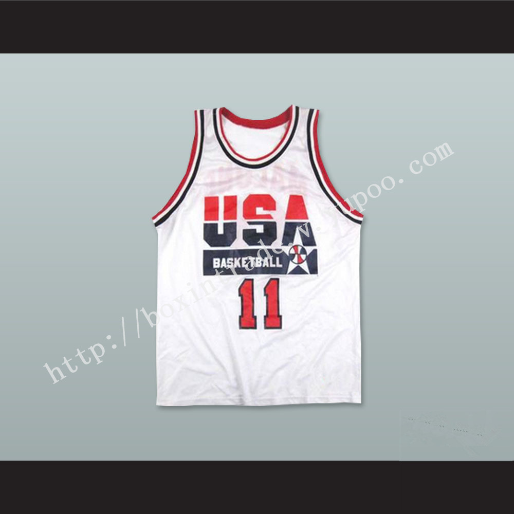 Karl Malone 11 USA Team Home Basketball Jersey