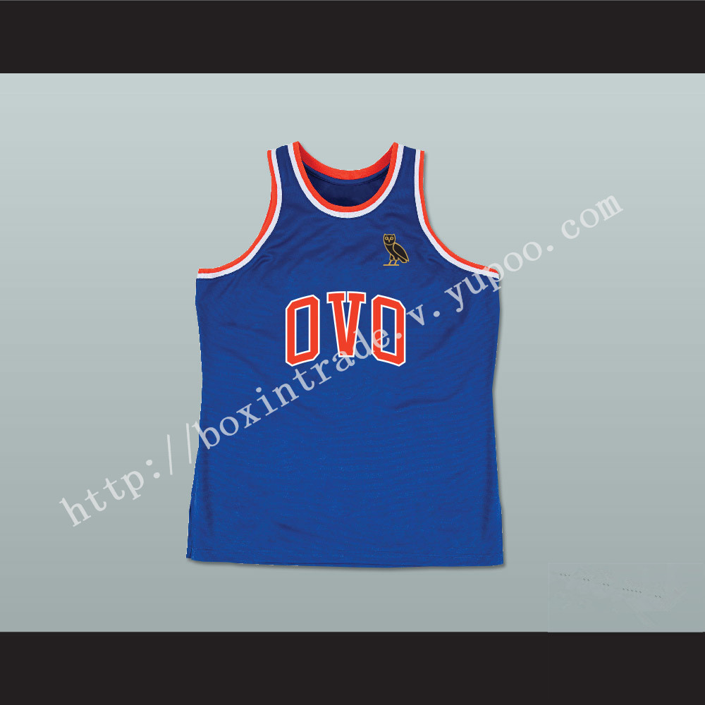 Drizzy 6 OVO Blue Basketball Jersey MSG NYC with Owl Patch