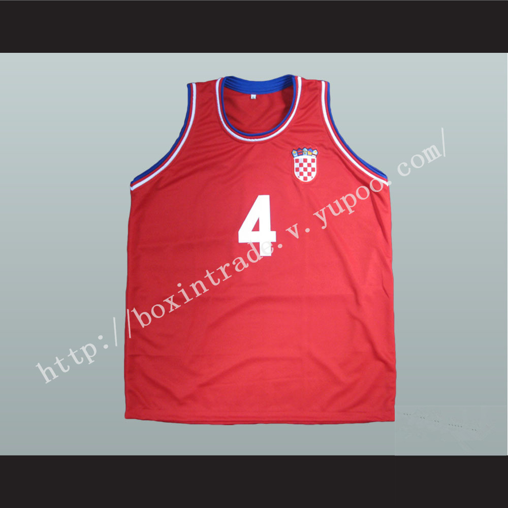 Drazen Petrovic 4 Croatia Red Basketball Jersey