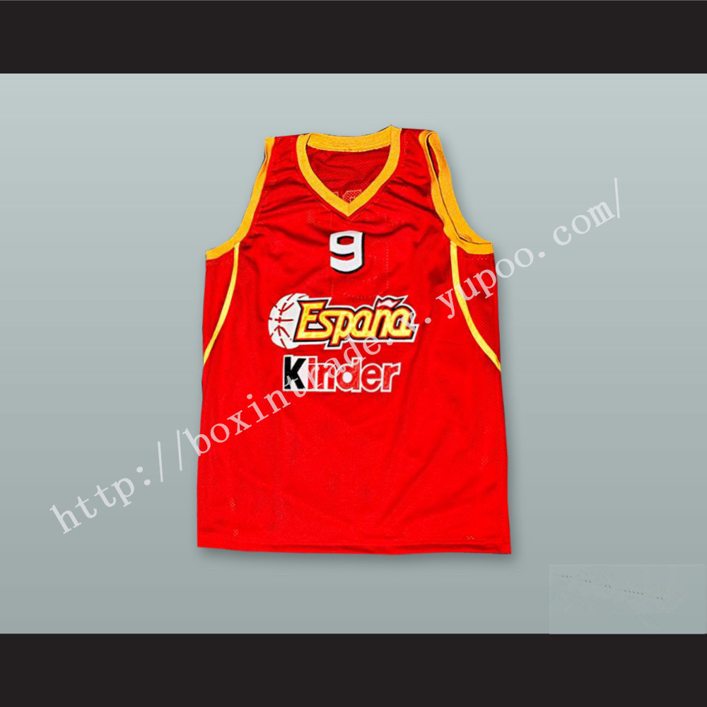 Ricky Rubio Espana Spain National Team Basketball Jersey Red Stitch Sewn