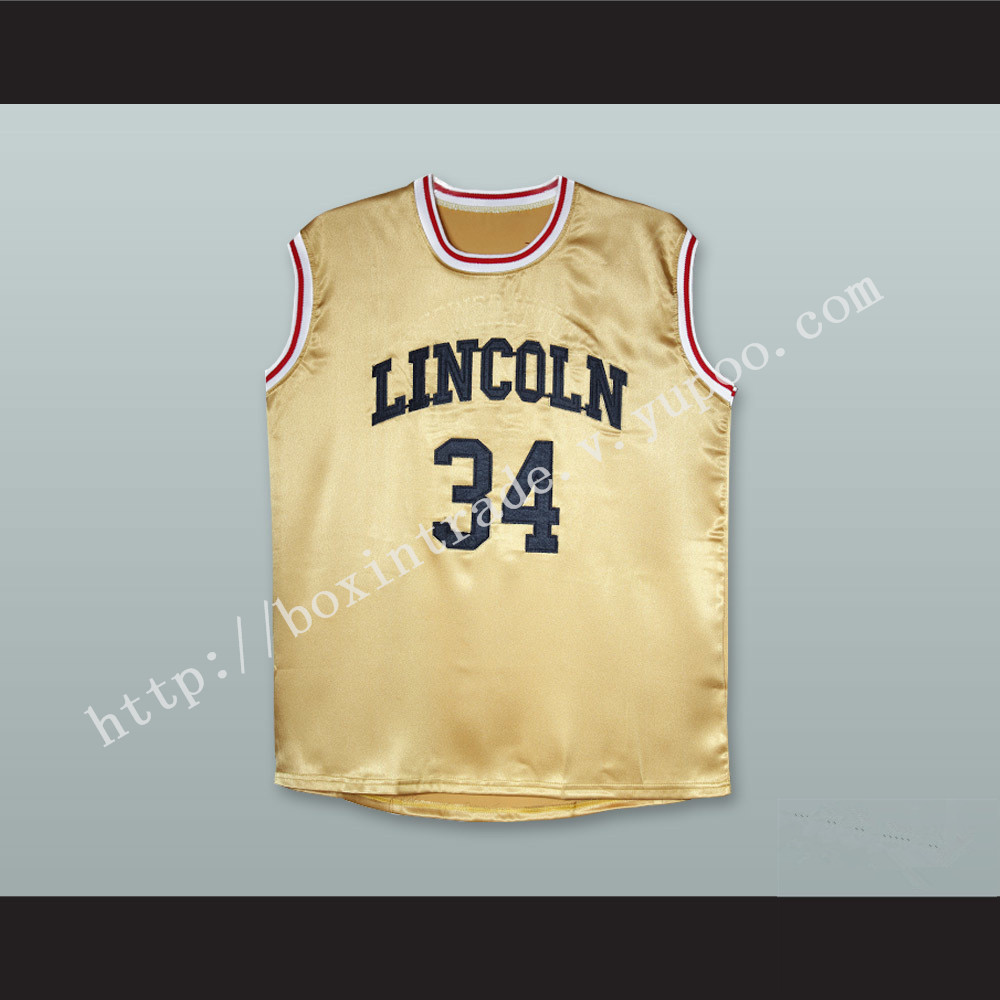 Jesus Shuttlesworth 34 Lincoln Gold Silk Basketball Jersey