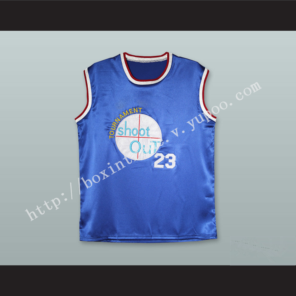 Michael Jordan 23 Tournament Shoot Out Blue Silk Basketball Jersey