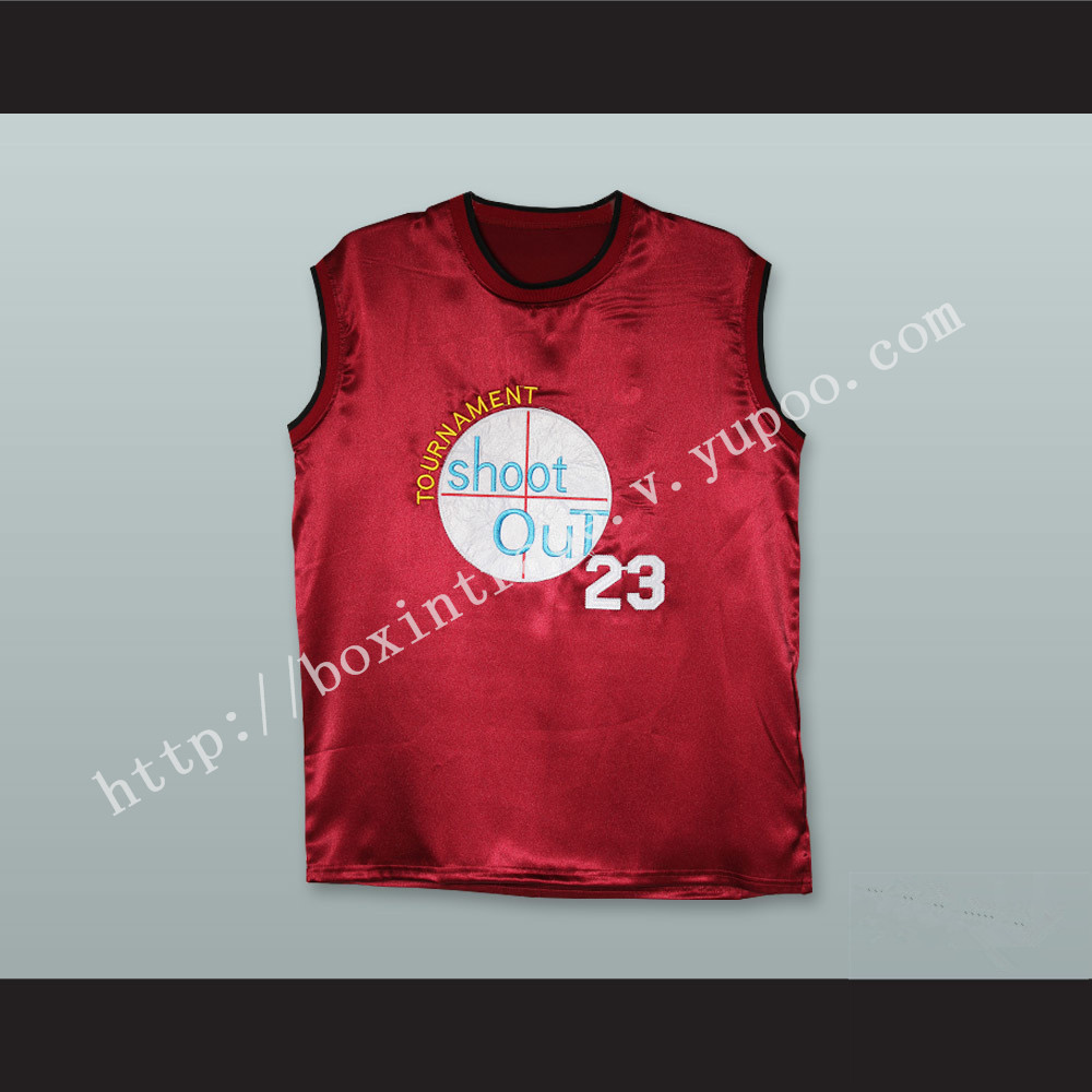 Michael Jordan 23 Tournament Shoot Out Maroon Silk Basketball Jersey