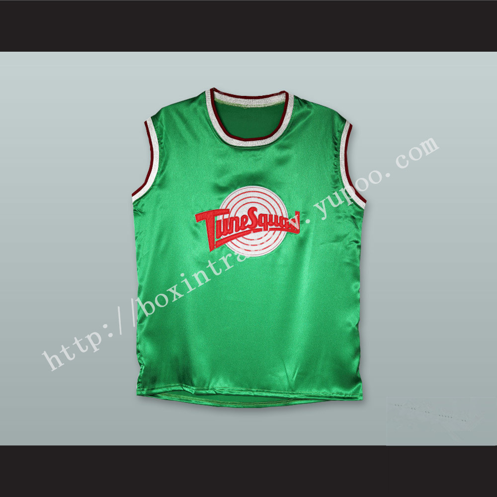 Michael Jordan 23 Tune Squad Green Silk Basketball Jersey