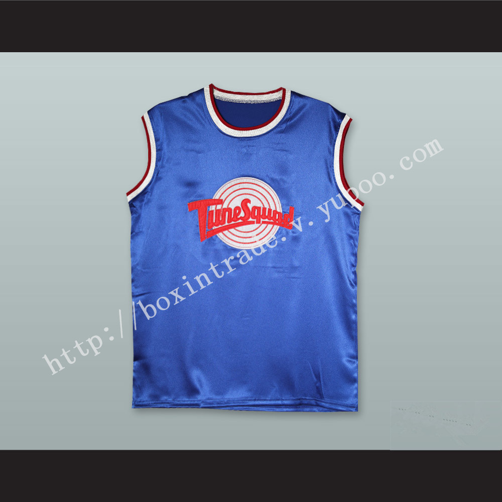 Michael Jordan 23 Tune Squad Blue Silk Basketball Jersey