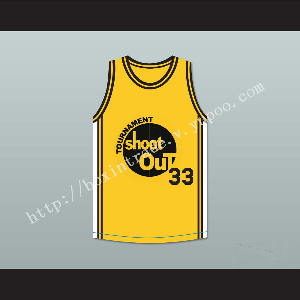 Yellow Tournament Shoot Out Basketball Jersey Above The Rim